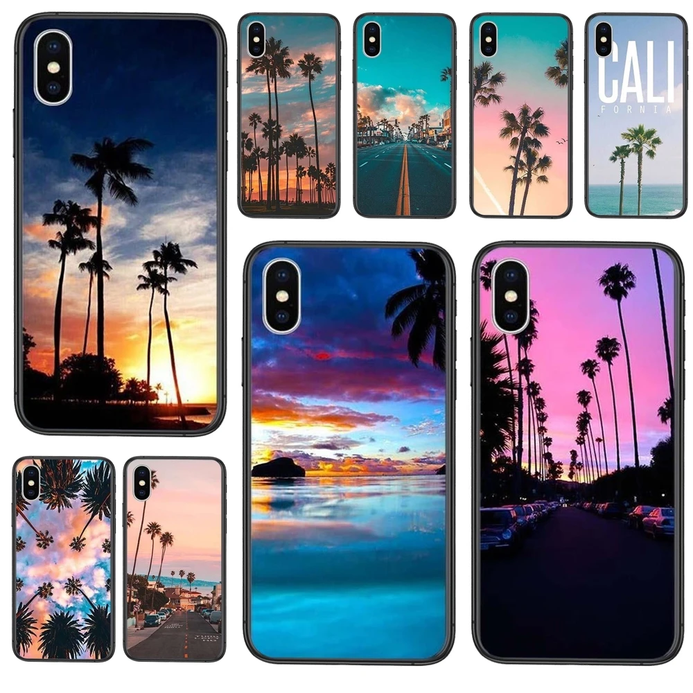 Черный Задний роскошный для Apple iPhone 11 12 Pro Mini X XR XS MAX 5 5S 5C SE 6 6S 7 8 Plus Калифорния