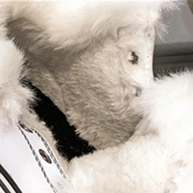 Shoes Woman Leather Winter Warm Plush Casual Vulcanized Lace-up chunky Platform Fur Ladies Increased Chunky Sneaker |