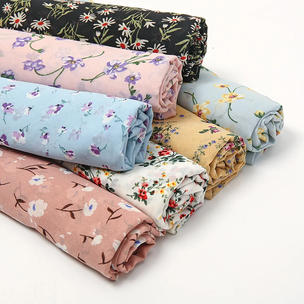 Дышащий цветочный пузырьковый шифоновый шарф хиджаб с цветочным узором