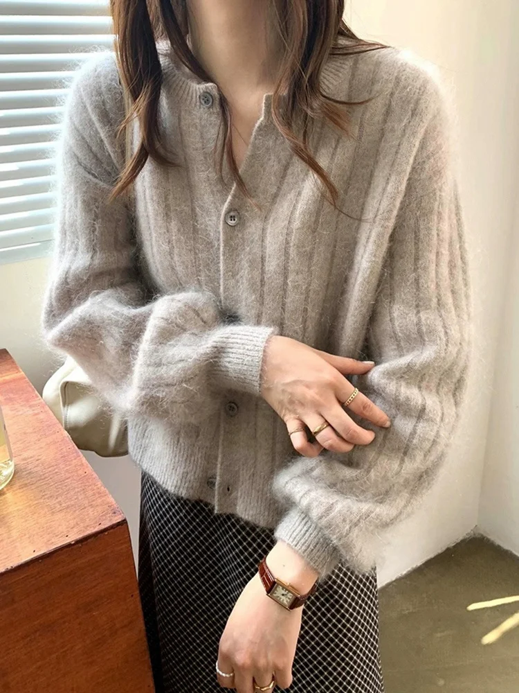 

Осенне-зимняя дизайнерская нишевая верхняя одежда в ленивом стиле, свитер, Женское пальто, мягкий плотный вязаный свитер в японском стиле