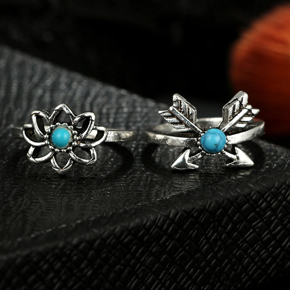 6 шт./партия Модные Простые комбинированные уникальные кольца набор массивные