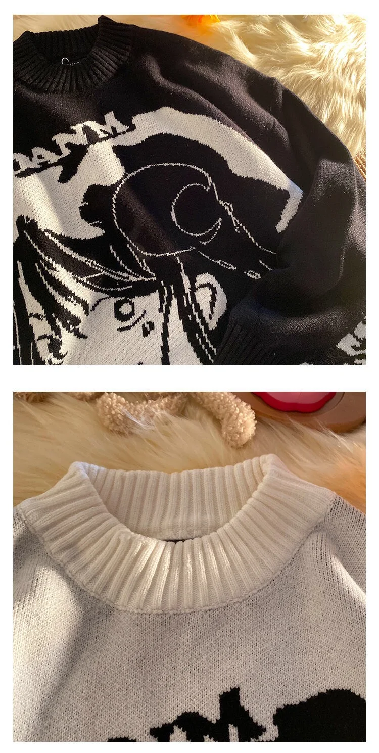 Autumn winter ins Crew Neck Sweater student loose knit Pullover | Женская одежда
