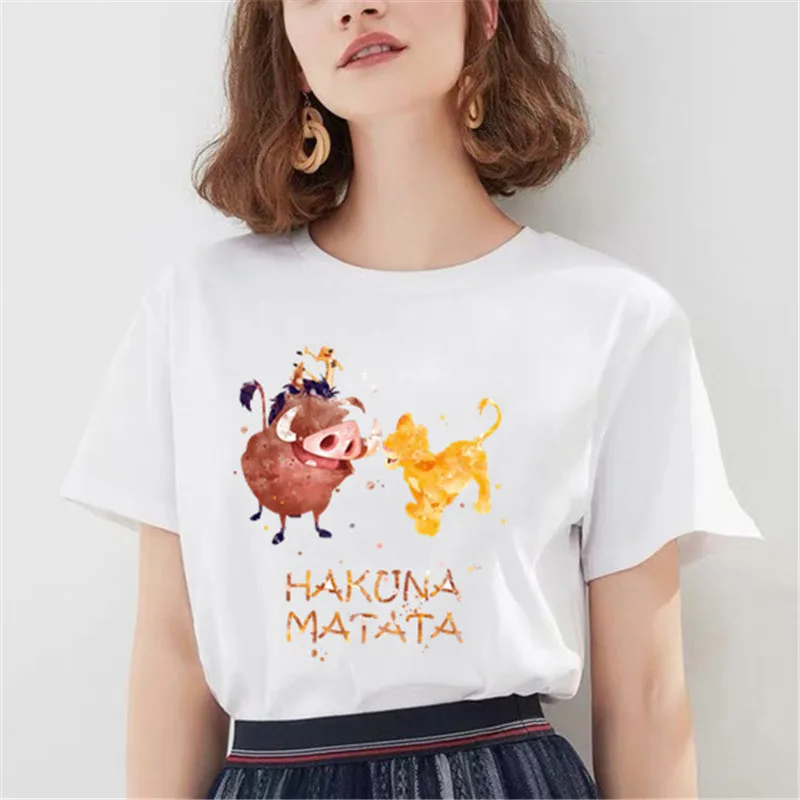 

Graphic Tee Crew Neck Lady Tops Female Casual Short-Sleeve T-Shirt Summer Tee S-XXL HAKUNA MATATA Women Harajuku T Shirt