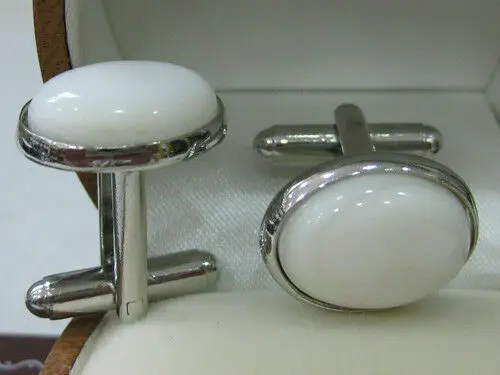 Natural Oval Agate / Emerald Gems Cufflinks Wedding Party Men Shirt Cuff Links | Украшения и аксессуары