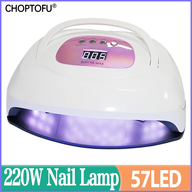 

SUN X8 Max Quick Dry Nail Lamp Powerful 220W 57LED UV Lamp Upgrade Large Space Nail Dryer Professional Lamp For Drying Nails