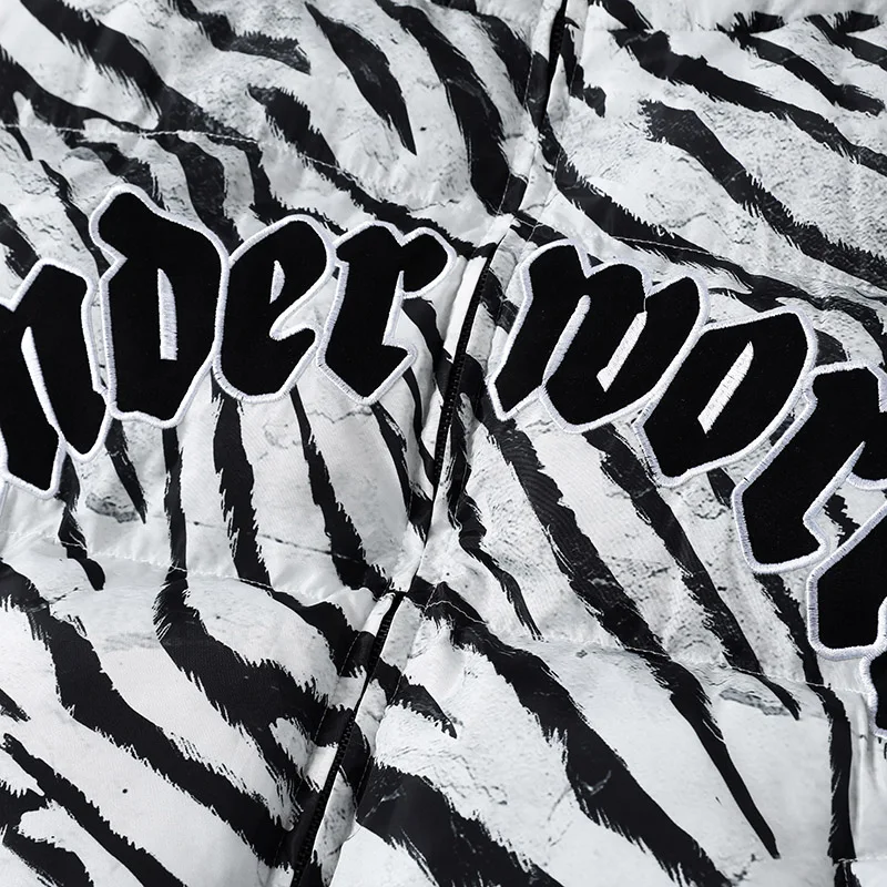 

2021 Winter Mens Jacket Zebra Printed Hip Hop Zipper Thick Jackets Men Fashion Casual Embroidered Letters Streetwear Tops Coat