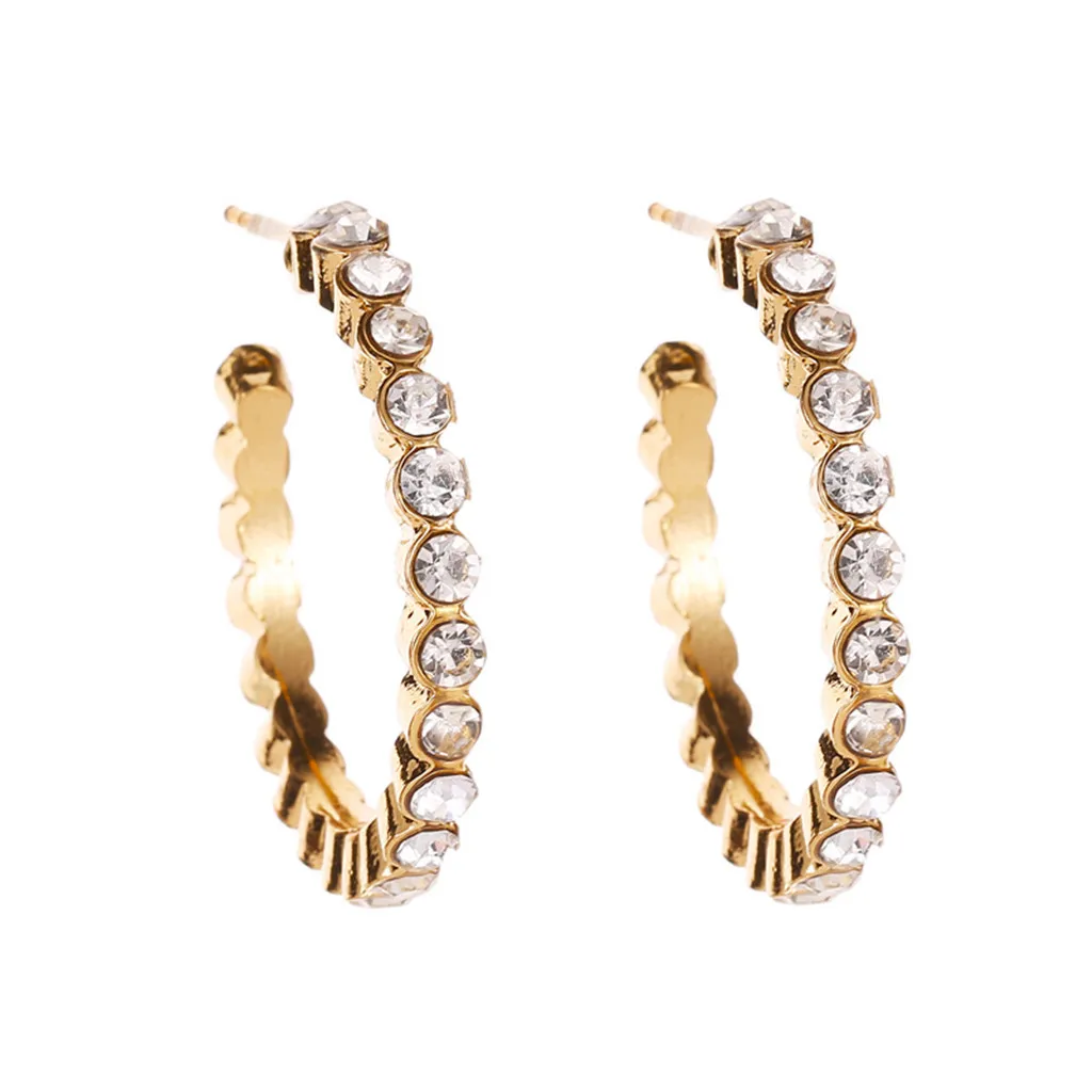 Простые c-образные серьги-гвоздики женские цветные ювелирные изделия с