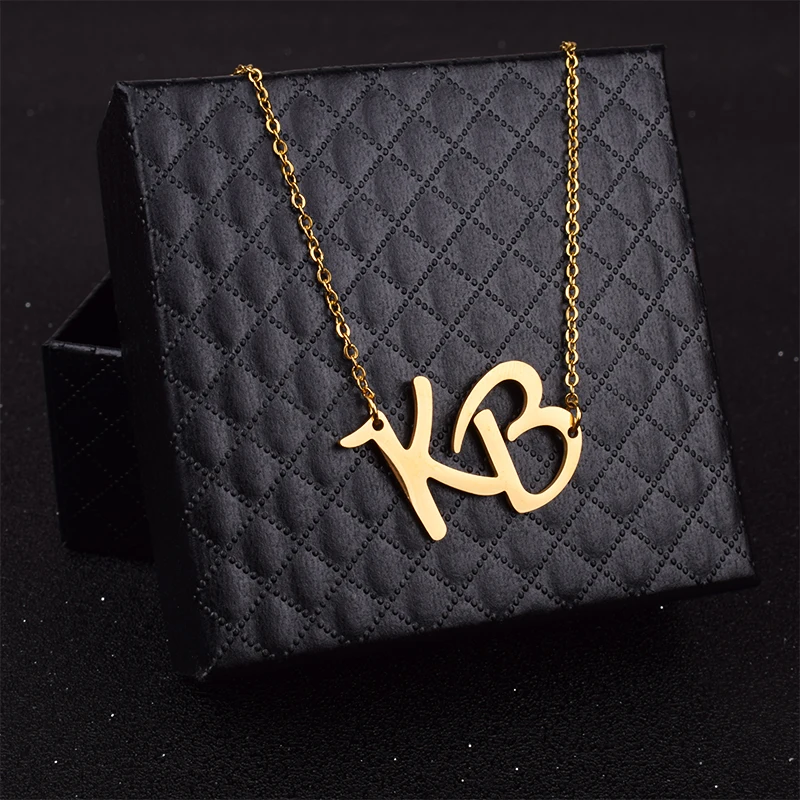 

Fashion KB Pendant Necklaces for Women New Stainless Steel Necklaces Clavicle Chain Letter Necklace Titanium Anniversary Jewelry