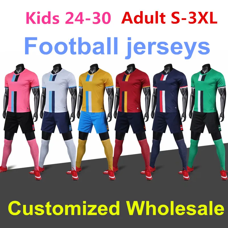 

Wholesale Custom Adult Kids Football Jerseys Breathable Quick Drying Sport Suit Short Sleeve Shorts Sets Soccer T-shirt
