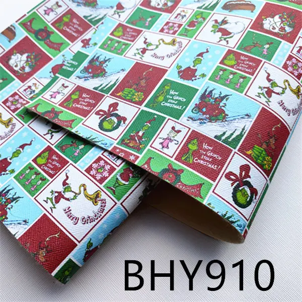 BHY910 A4 20*33 см мультфильм Рождественский персонаж Печать Синтетическая кожа ткань для DIY аксессуары BHY293 - Цвет: BHY910