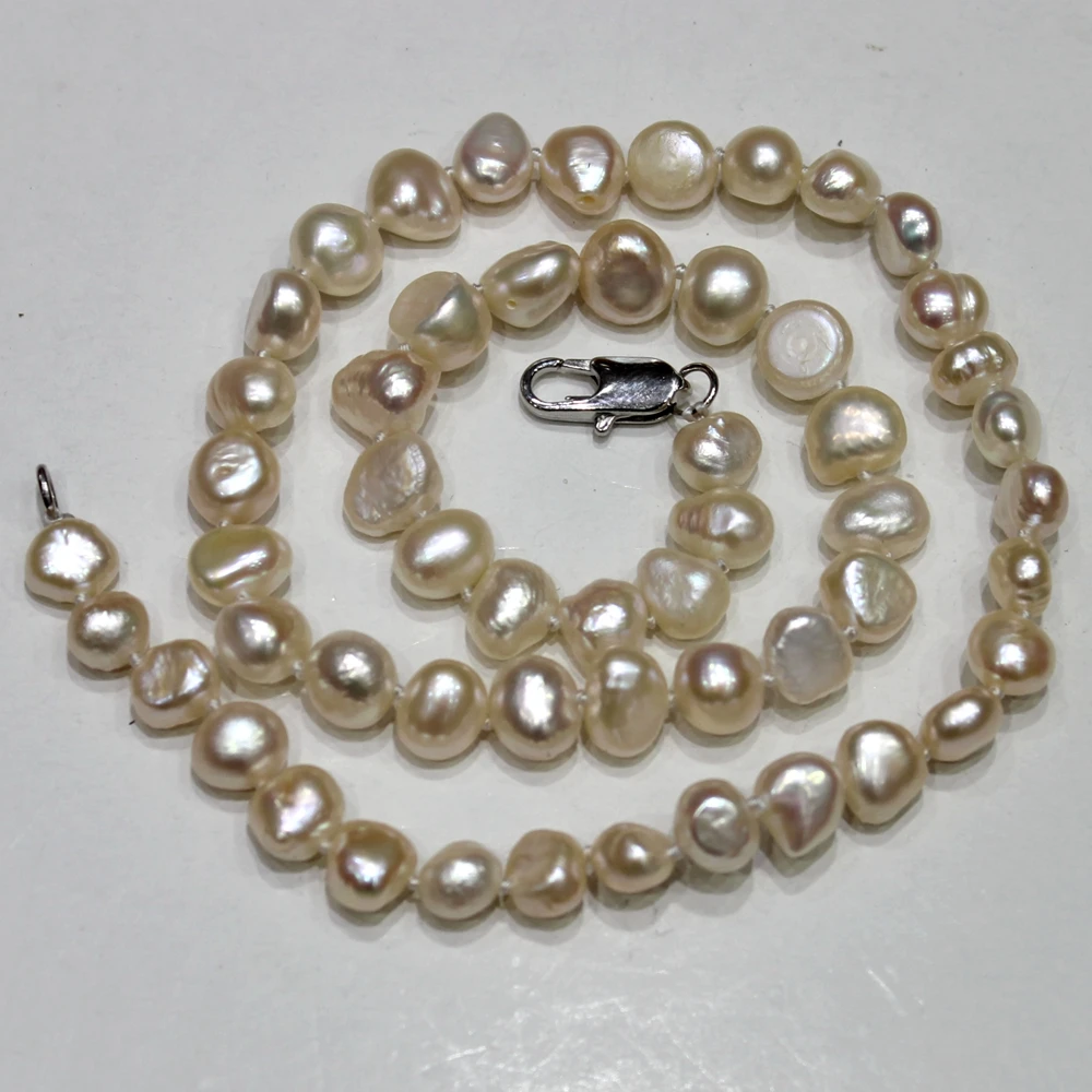 

Natural pink freshwater pearl necklace Baroque 7-8mm 17.5INCH
