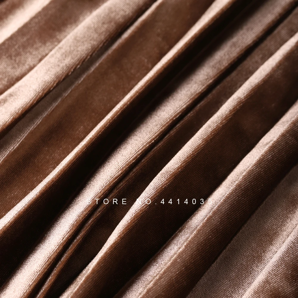 Плиссированная юбка из золотого бархата на осень и зиму для женщин с высокой