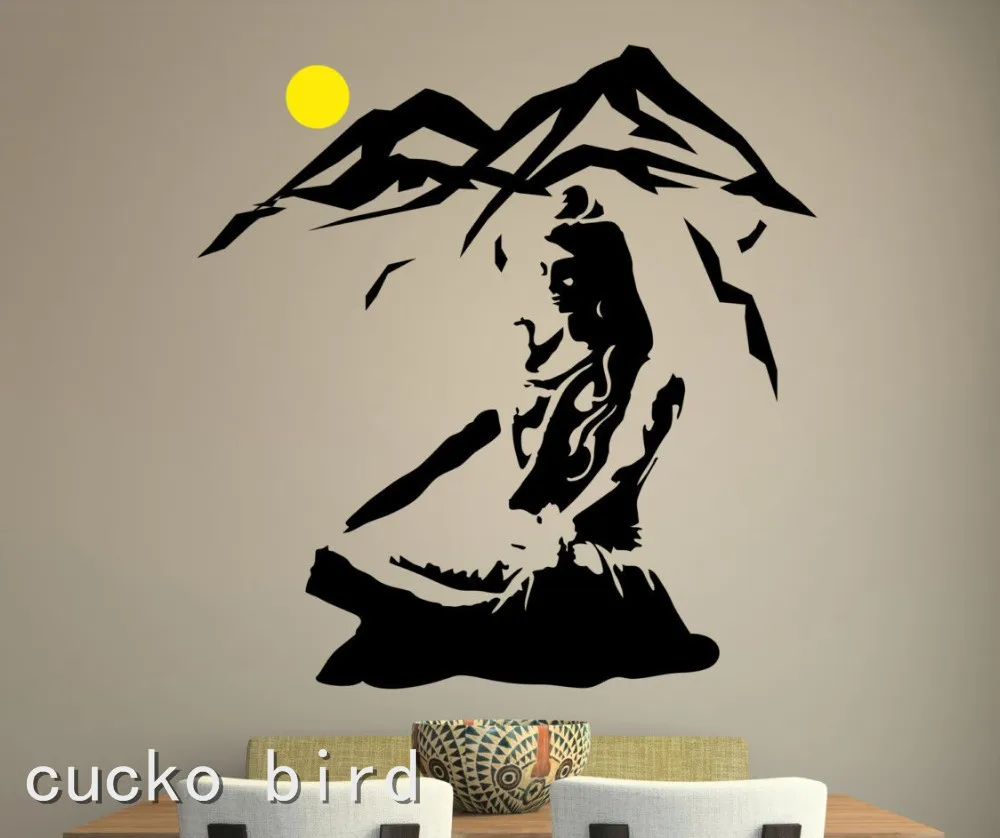 

2020 Lord Shiva Wall Sticker Yoga Lotus Pose Vinyl Wall Decal Mountain Meditation Home Decoration Hindu God Art M
