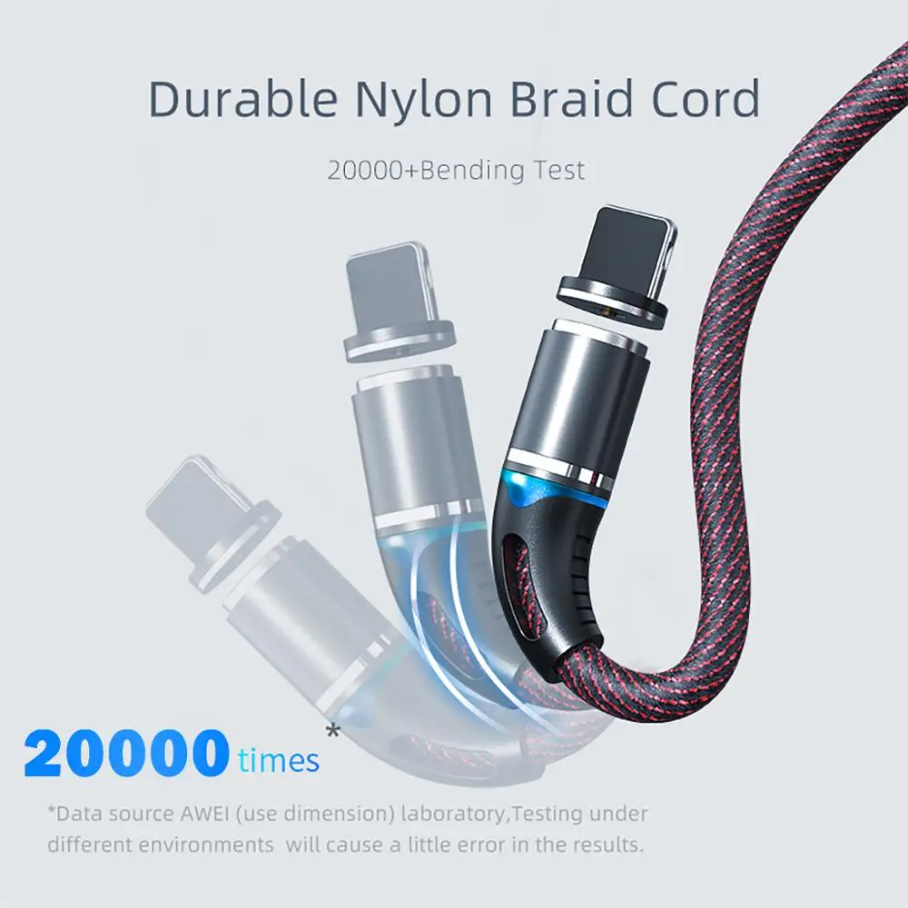 Магнитный зарядный кабель AWEI 3A 3 в 1 Type C Micro USB оплетка провод мощный аксессуар для