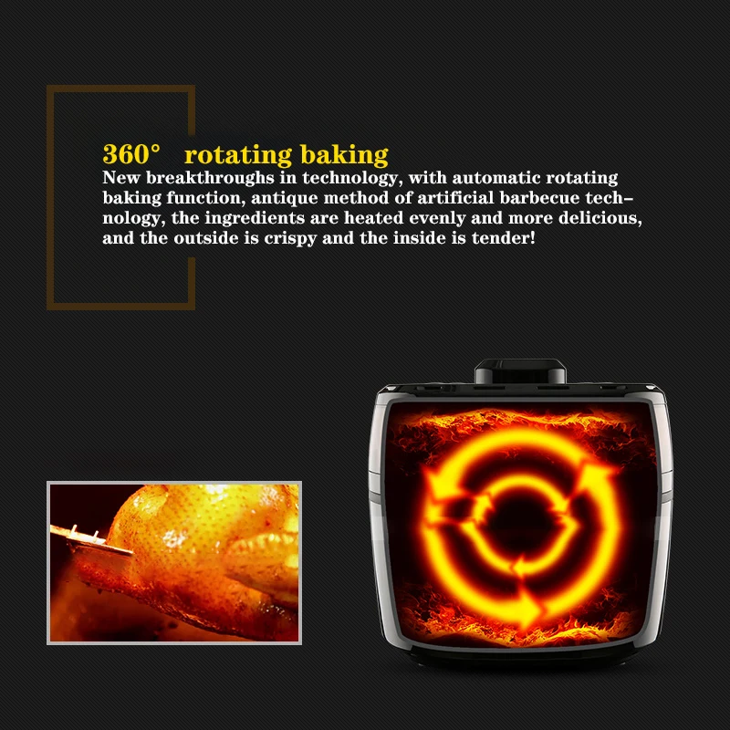 

10L Large Capacity Oil-Free Air Fryer Electric Fryer Oven 360Bake Led Touch Screen Smart Multifunctional Electric Fryer