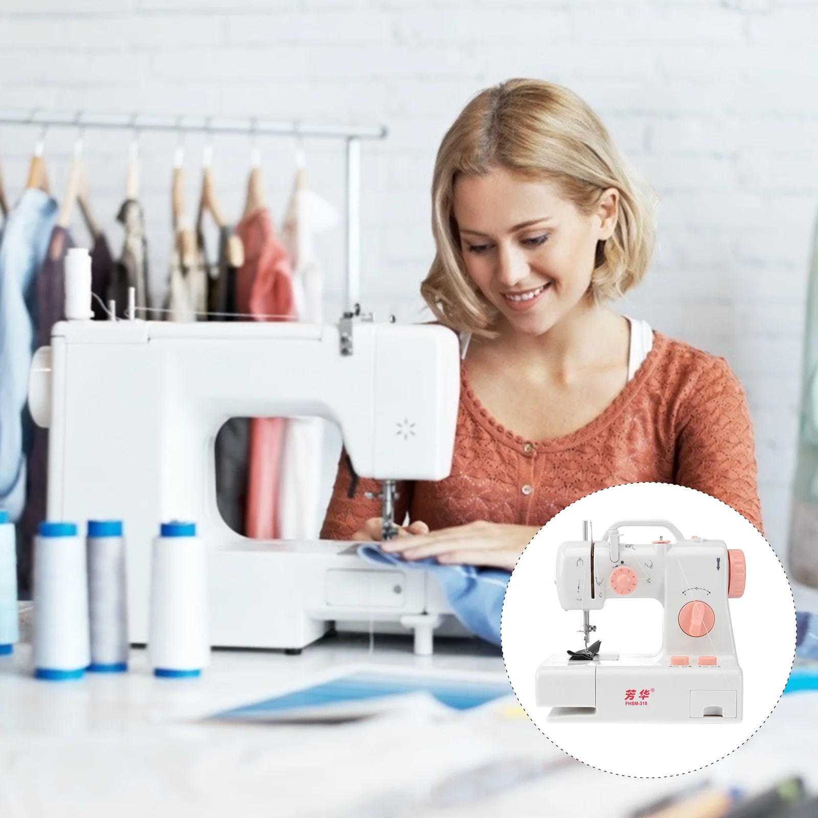 

Электрическая многофункциональная швейная машинка, компактный ручной прибор для шитья с двойной нитью и светодиодной подсветкой