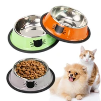 pets feeding bowl anti skid stainless steel travel food water cat dog bowls dish for dog cat puppy 3 colors