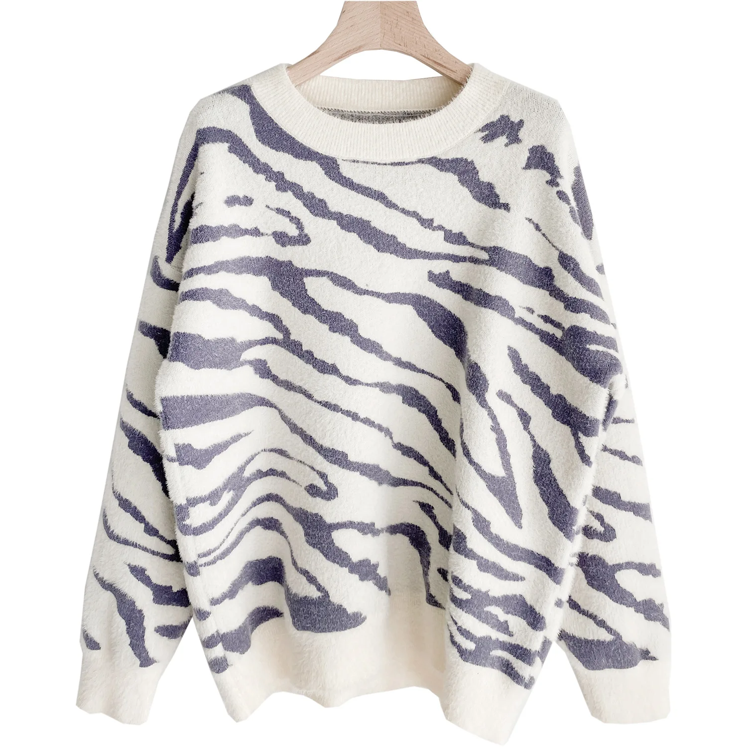 

Women Sweater Pullover Tiger Pattern Long Slever Knitted Sweater Women Pullover Stitch Casual Sweters Women Autumn Winter