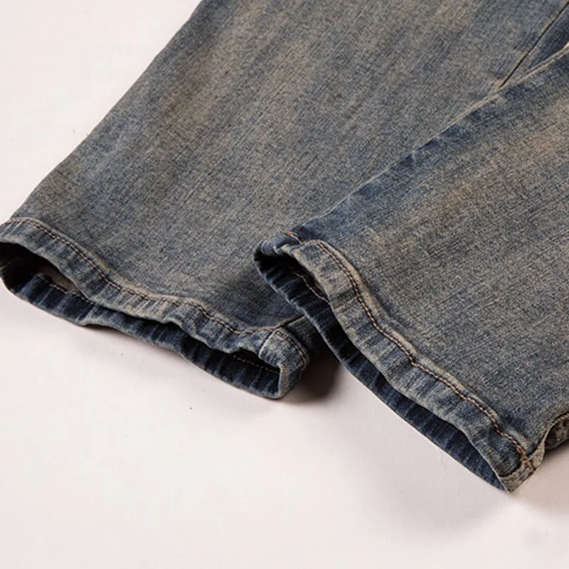 

Vintage Mens Denim Cargo Pants Buttons High Quality Jeans Designer Cowboy Long Trousers Motorcycle Biker Slim Fit Jeans Hombre