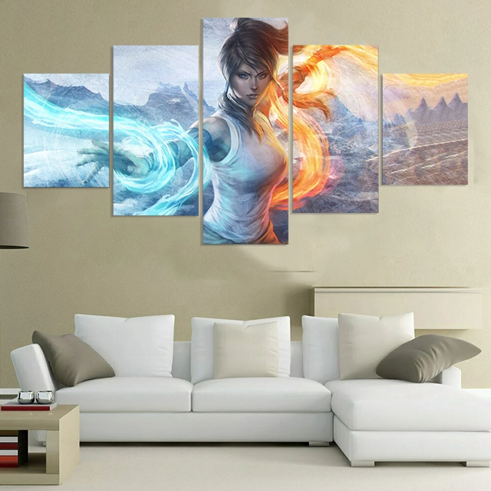 5 панелей Аватара Последний Воздушный Бандер Картина на холсте настенное