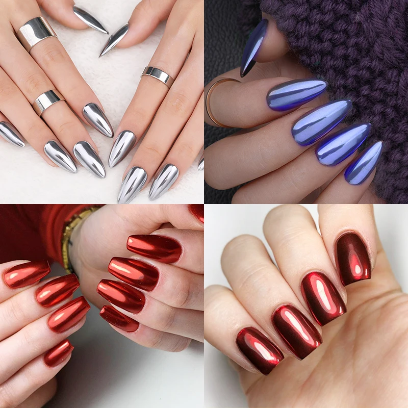 Розовое золото шампань Аврора твердый зеркальный блеск для ногтей пудра