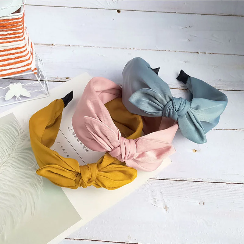 1 шт. милые Однотонные резинки для волос с бантом модные женские аксессуары