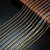 stainless steel necklace for women men cuban link chain necklace collier cool streetwear punk jewelry gold tone solid metal coll