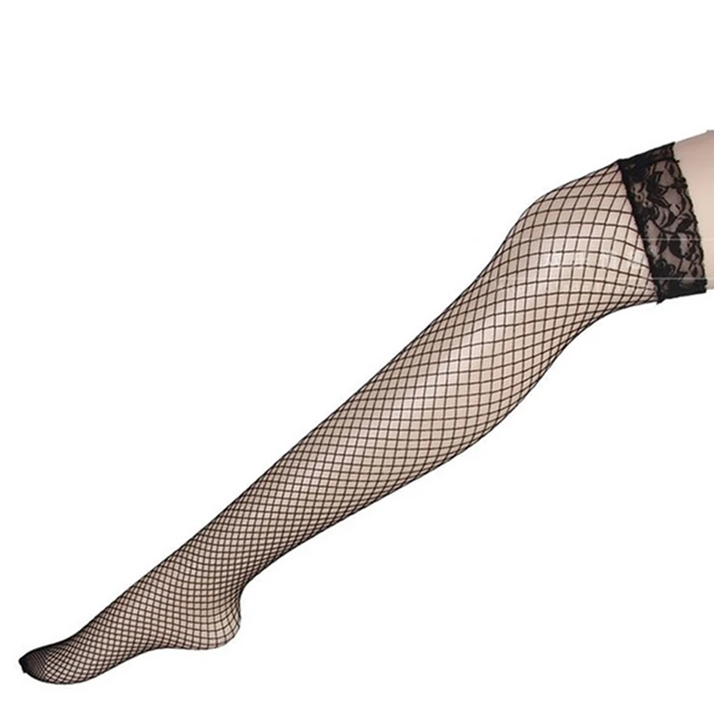 Женские черные сетчатые чулки выше колена в сетку женские нейлоновые гольфы