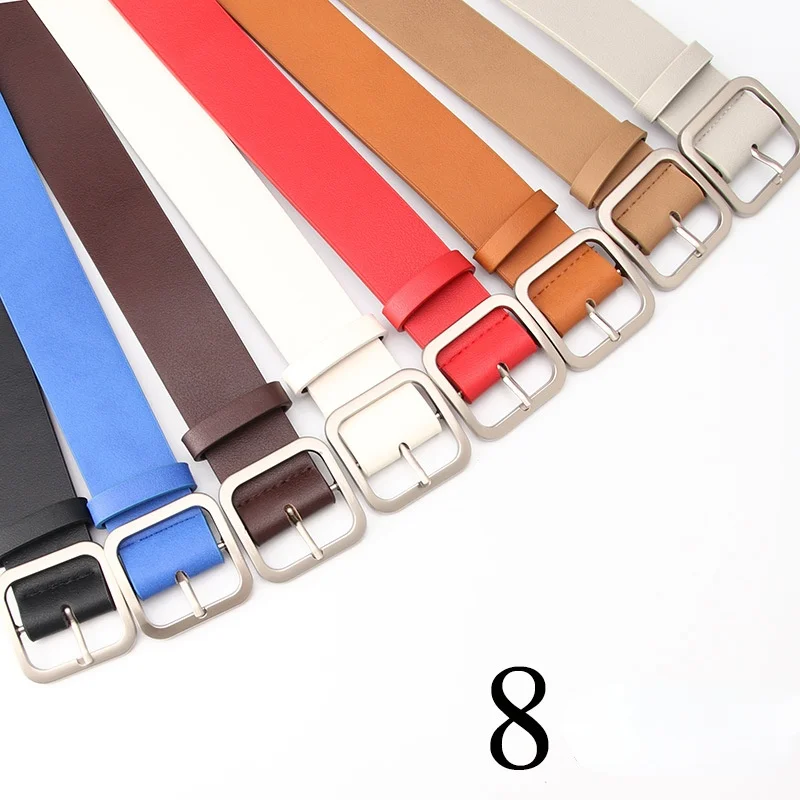 

2021 New Women's Belt Alloy Square Fashion Buckle PU Leather Jeans Wild Students Youth Simple Casual Belts Drop Shipping