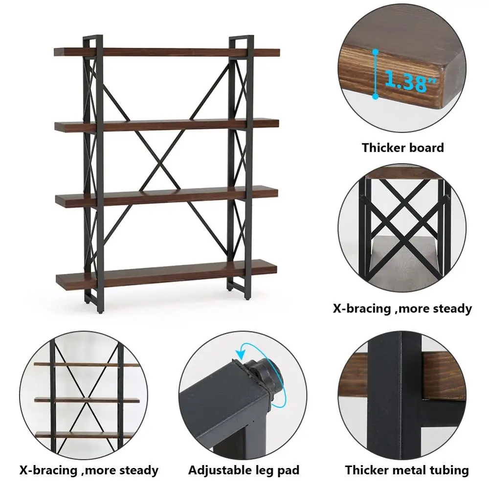 4 уровня Книжный Шкаф Полки Промышленные Стиль шкафы из стали книжный шкаф