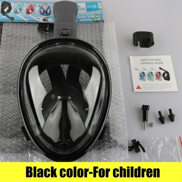 Black for Children Полнолицевая маска для дайвинга, противотуманная маска для подводного плавания, Подводная маска для подводного плавания, оборудование для дайвинга, складная маска для плавания, очки - Цвет: Black for Children