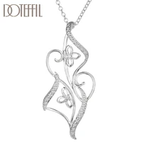 doteffil 925 sterling silver 16 30 inch chain flower aaa zircon pendant necklace for women fashion wedding party charm jewelry