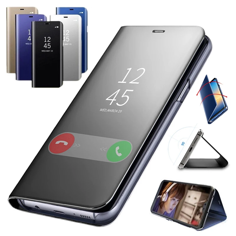 Умный зеркальный кожаный флип чехол для Samsung Galaxy A3 2017 A320 с покрытием задняя крышка
