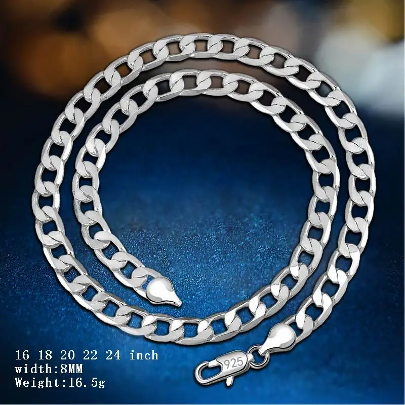 

New Fashion Style 16-24Inch Width 8mm Rock Punk Chains Necklaces Fashion Link Figaro For Men Women Hip Hop Jewelry Accessories