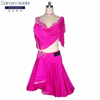 latin dance dress rose pink dress competitive rhinestone dress fringe skirt salsa flapper dress latin clothing dress