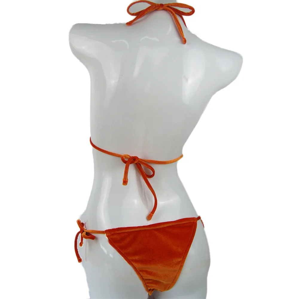 Винтажный женский сексуальный Бархатный комплект бикини купальник бандажный