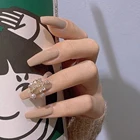 24 шт накладные ногти с жемчугом Стразы дизайн поддельные ногти длинный гроб полное покрытие ногти искусство советы нажмите на ногти с клеем маникюр
