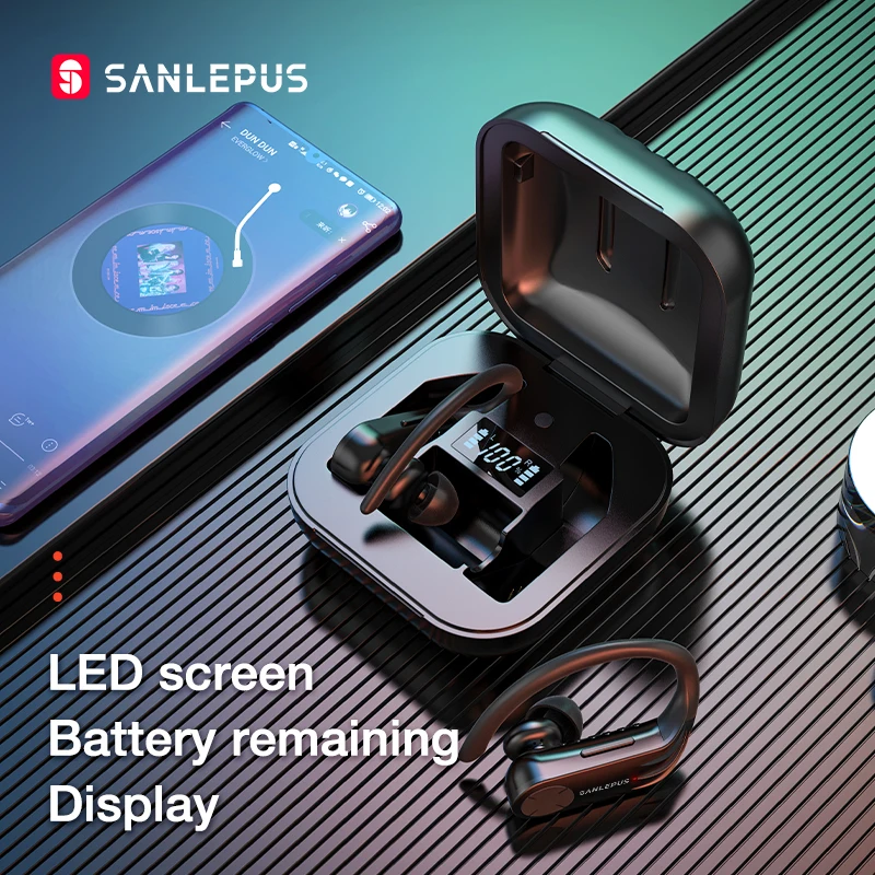 للبيع سماعات رأس لاسلكية من SANLEPUS B1 بتقنية Led ، سماعات أذن ستيريو TWS ، سماعات أذن رياضية للألعاب لهواتف شاومي وهواوي وآيفون