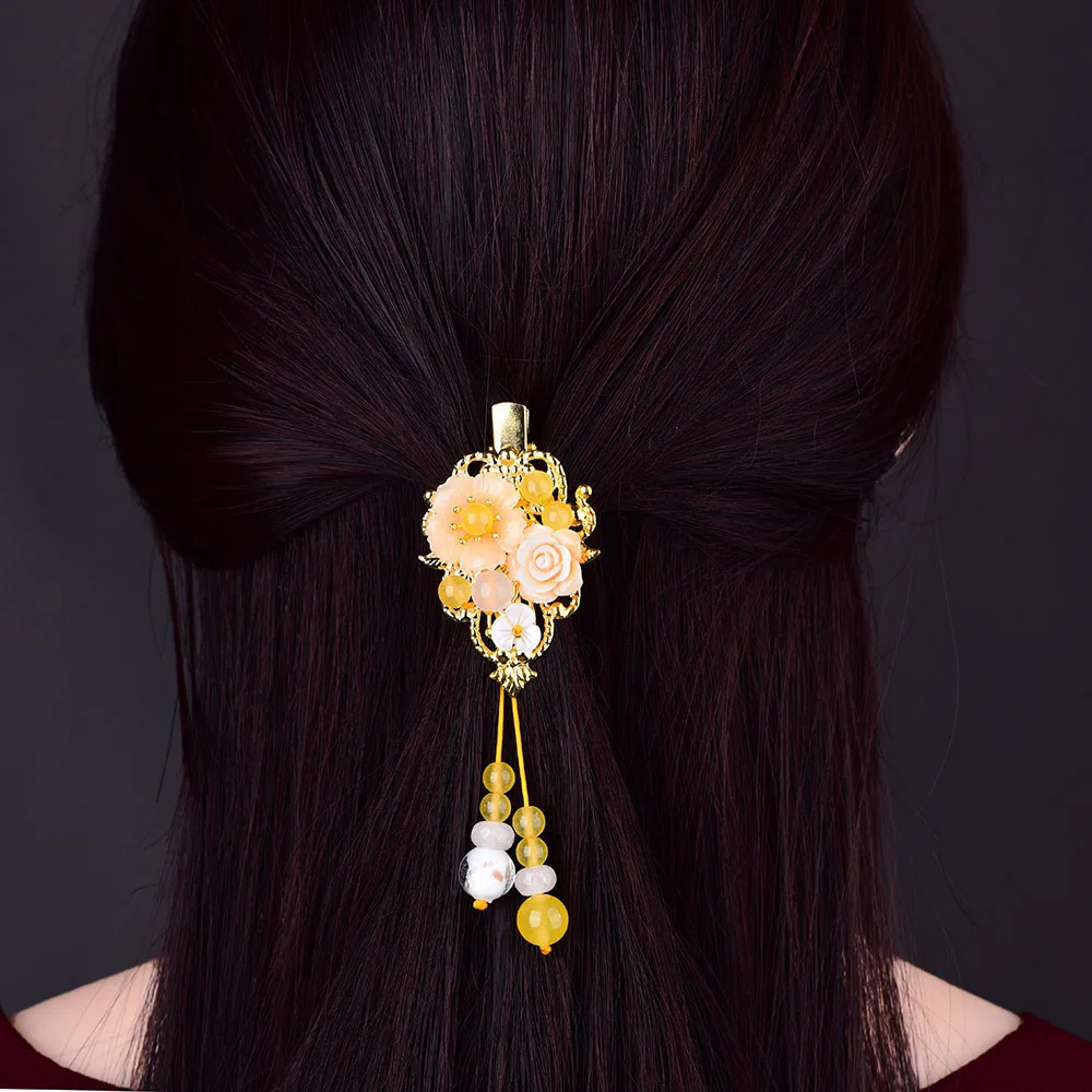 Нефритовый камень заколки цветы шпилька Шарм жадеит ювелирные изделия резной