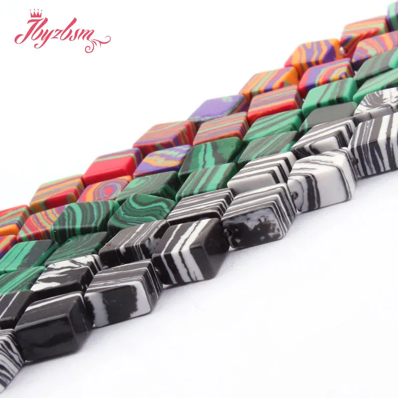 8 мм Гладкий квадратный зеленый красный черный Manmade Малахитовый Камень Бисер для