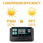 Контроллер заряда солнечной батареи 2 в 1 12 В24 В MPPTPWM, интеллектуальный регулятор заряда солнечной панели с двойным USB-портом и ЖК-дисплеем