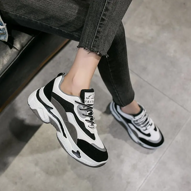 Женские повседневные кроссовки на платформе модные Светоотражающие спортивные