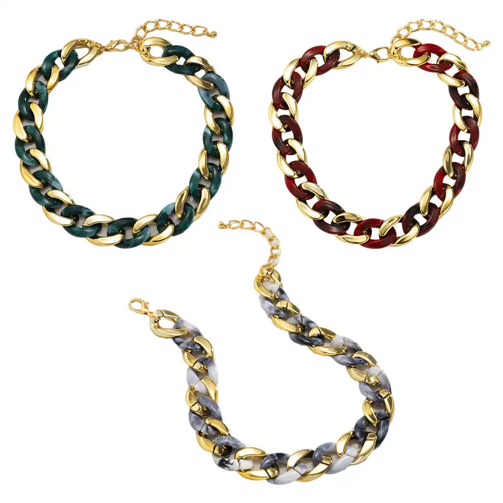 

Acrylic Resin Choker Gothic Fashion Punk Chain Link Necklace Male