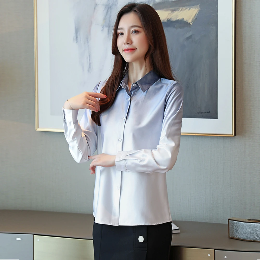 Женская шифоновая блузка с длинным рукавом Элегантная градиентного цвета