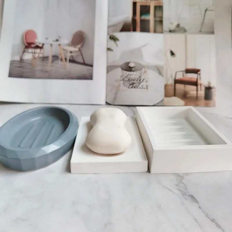 Овальный лоток для хранения мыла бетонные силиконовые формы мыльница с