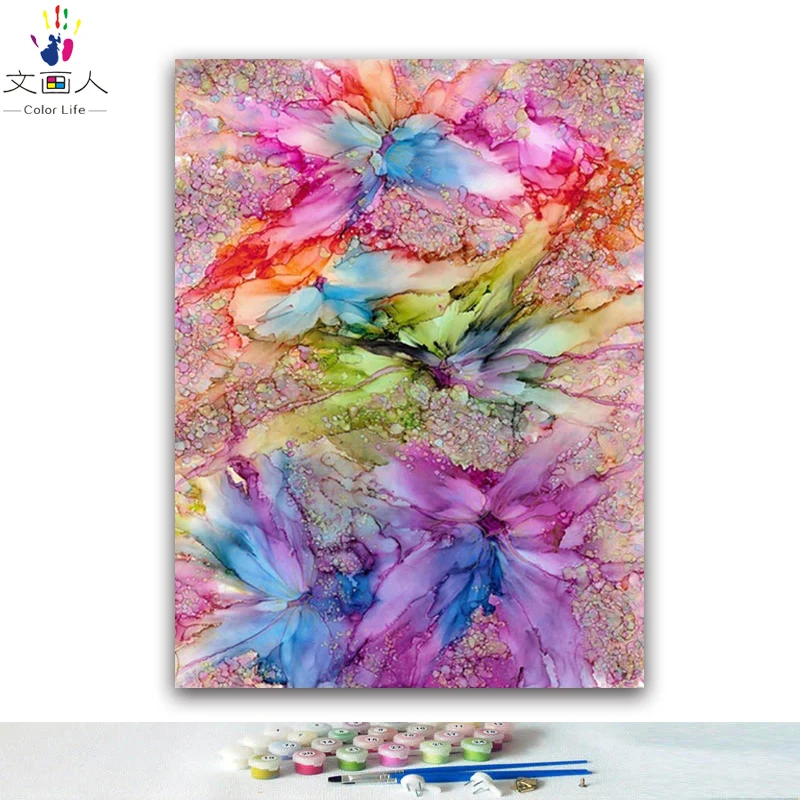 Diy разрисовка с помощью цифровых фотографий масляная краска красивый красочный