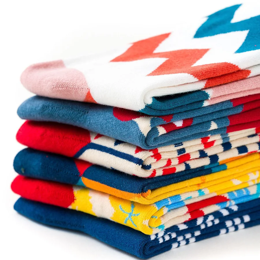 Хлопковые женские носки смешные счастливых с рисунком в виде кленового листа