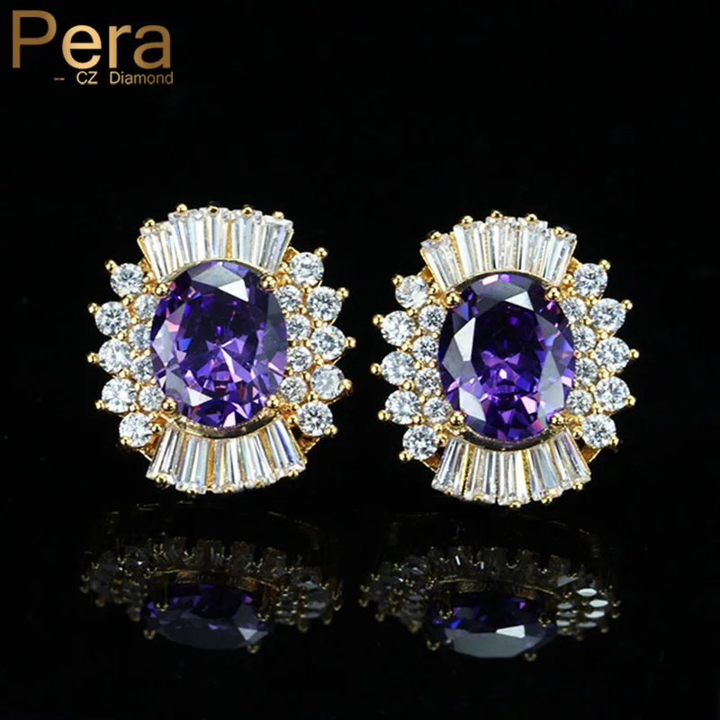 Pera Fashion Brand 5 Color Option Big Ear Stud Round Cute Crystal Rhinstone Paved Setting Earrings For Women Party Gift E253 | Украшения и