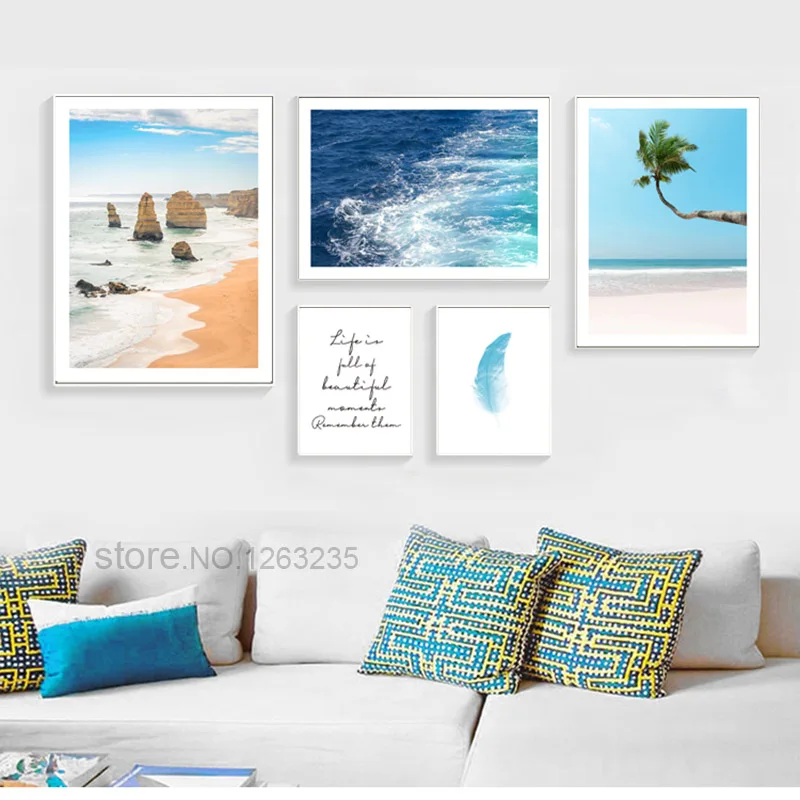 Морской скандинавский плакат пейзаж настенные принты кокосовое дерево