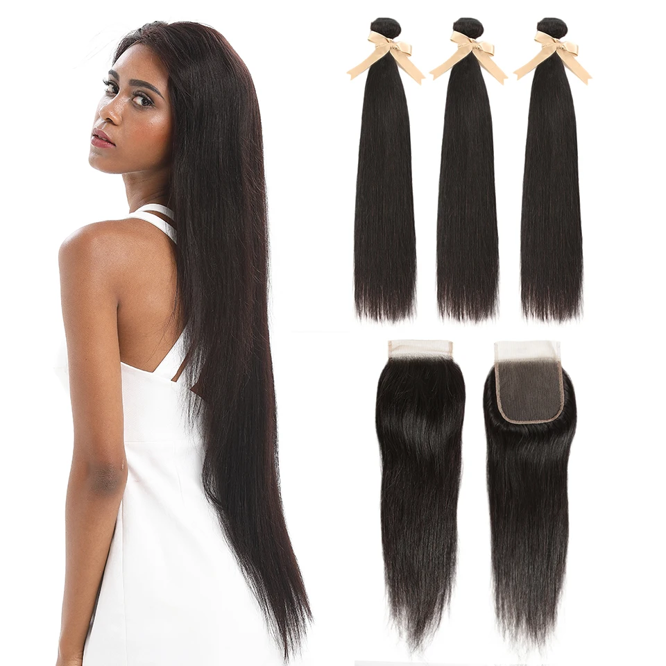 Remy Forte для Южной Африки прямые волосы 3 пучка с закрытием бразильские плетение